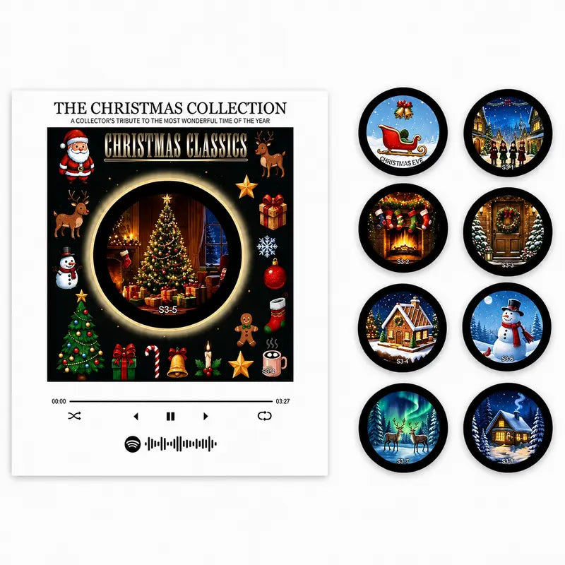 Christmas Music Player Fridge Magnet with Nine Decorative Record Discs [YQT:AS-261004-009:cec1c99c277c8b19]