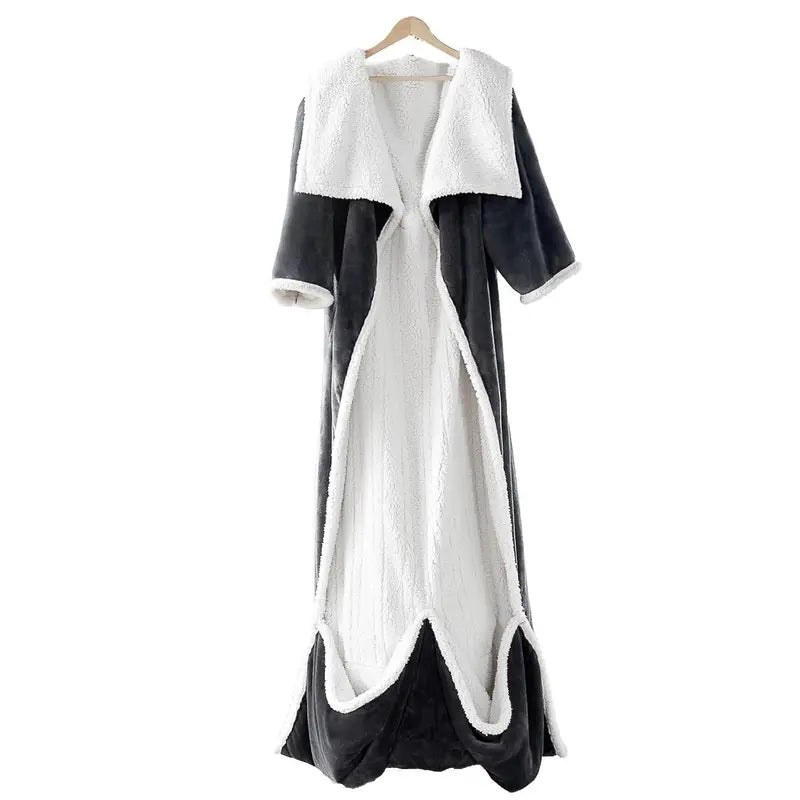 Wearable Heated Blanket Robe with Sleeves, Pockets and Soft White Lining [YQT:AS-261004-007:68c99ac0e52283d3]