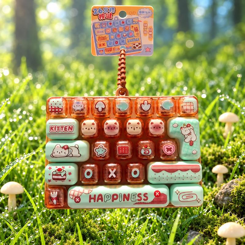 26-Key Mini Fidget Keyboard Keychain with Colorful Animal and Cartoon Designs [YQT:AS-261010-001:8e2c80b44ab0da2a]