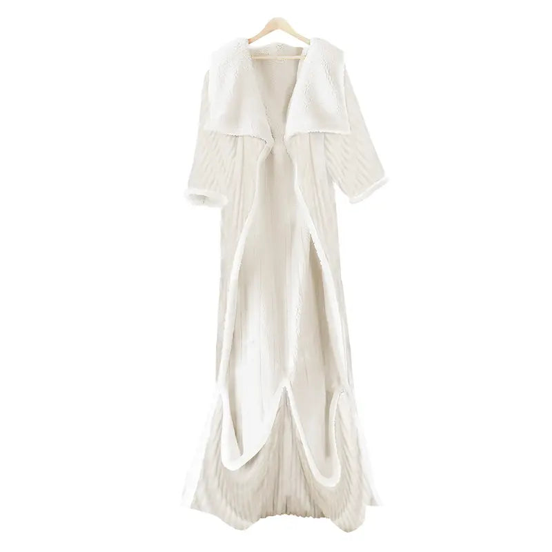 Wearable Heated Blanket Robe with Sleeves, Pockets and Soft White Lining [YQT:AS-261004-007:ef9ec276af1f0fd5]
