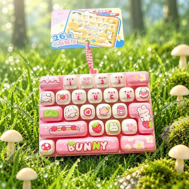 26-Key Mini Fidget Keyboard Keychain with Colorful Animal and Cartoon Designs [YQT:AS-261010-001:bb22cc317beb9183]