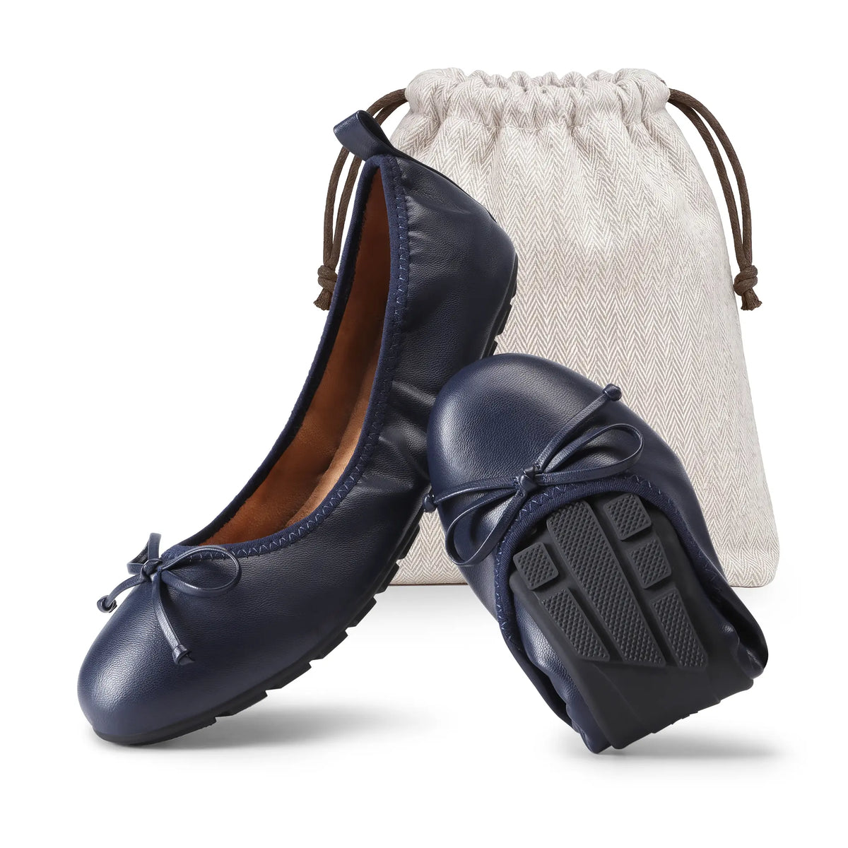 Women's Foldable Ballet Flats with Bow Detail and Round Toe [YQT:ULO-260917-005:16cfa8d5571ddd03]